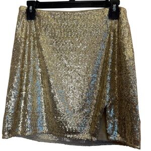 Walter Baker Mallory Sequin Gold Mini Skirt sz 6